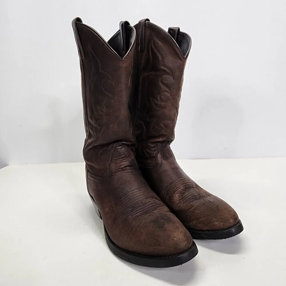 Old West Men's TBM3051 Brown Leather‎ Mid-Calf Western Boots - Size 9.5 D